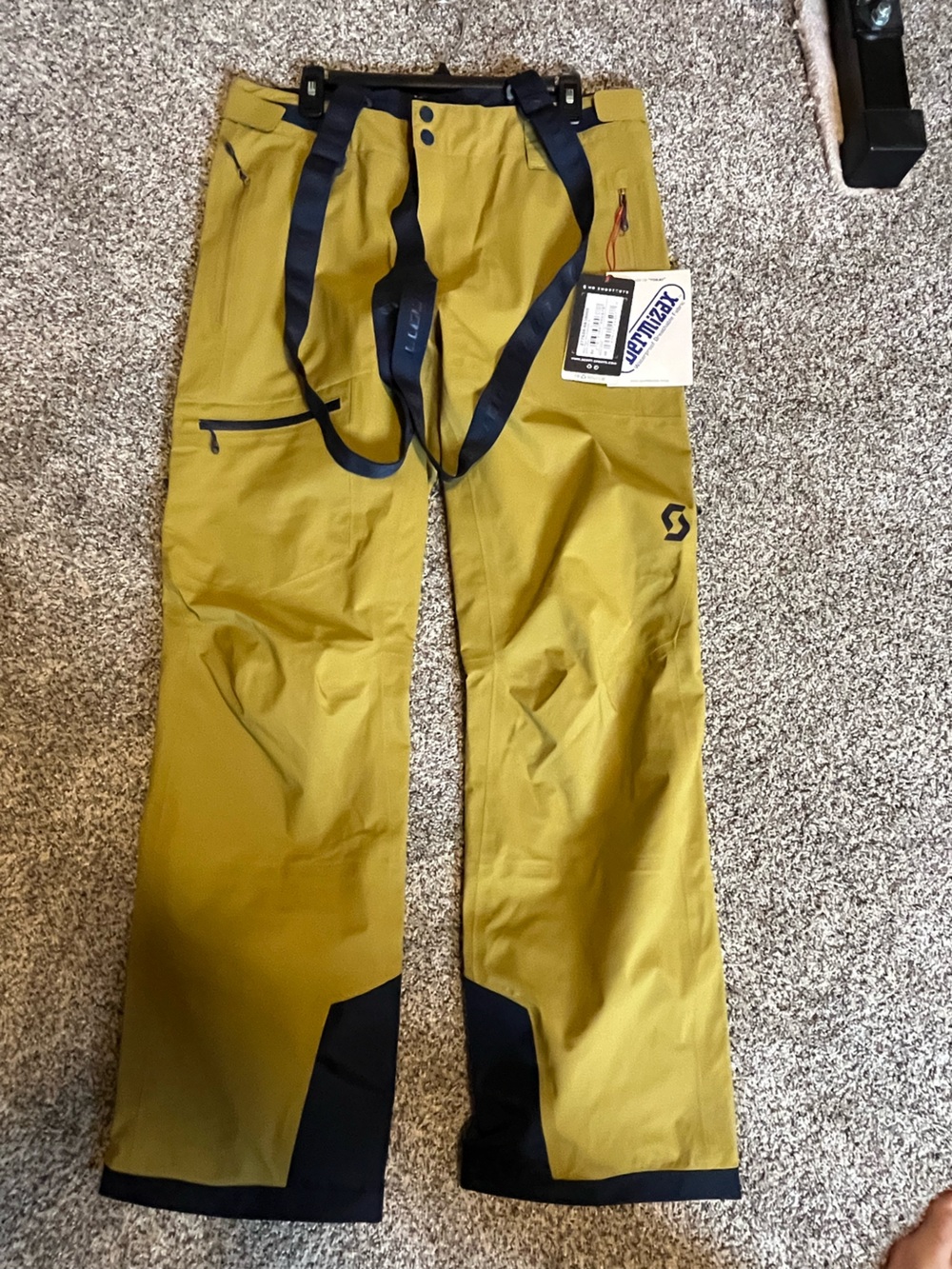 Scott Men’s Mustard Yellow Ski Pants with Black Accents large